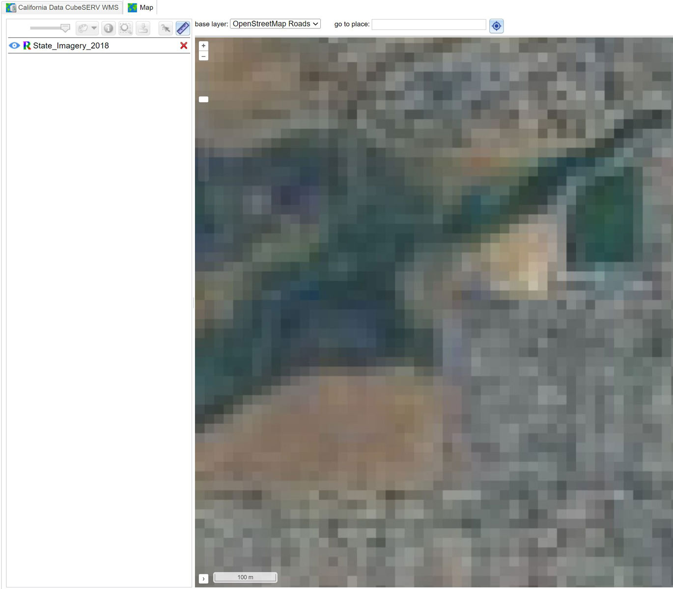 User A with limited map layers and a resolution limit of 20m/pixel